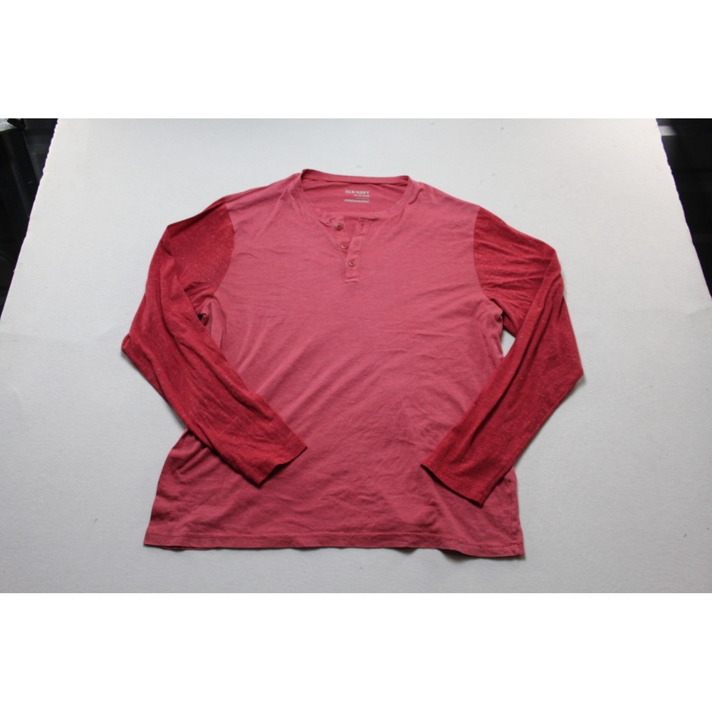 Old Navy Henley Top Womens Extra Large Red Excellent Long Sleeve Colorblock